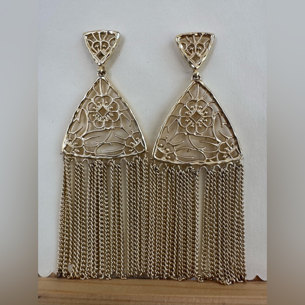 Kendra Scott Ana Chandelier Gold Filagree Earrings